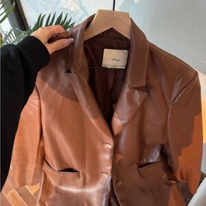 Aritzia Wilfred Brown Leather Blazer